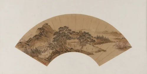 Érudit lisant dans une hutte de chaume, dynastie Qing, fin 18e-début 19e siècle (encre et couleur sur papier)
